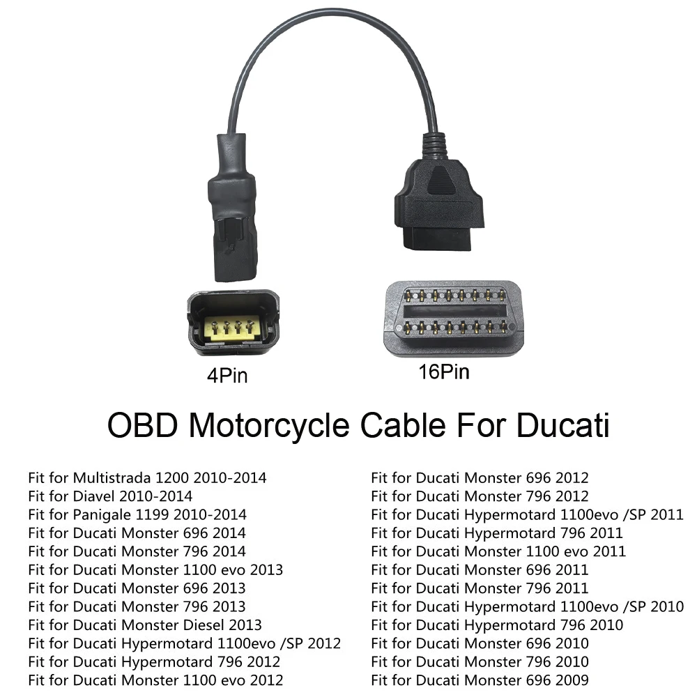 

OBD Motorcycle Cable For Ducati 4Pin to 16pin Plug Wire Adapter Diagnostic Cable OBD2 4pin Adapter Motorcycle Accessories