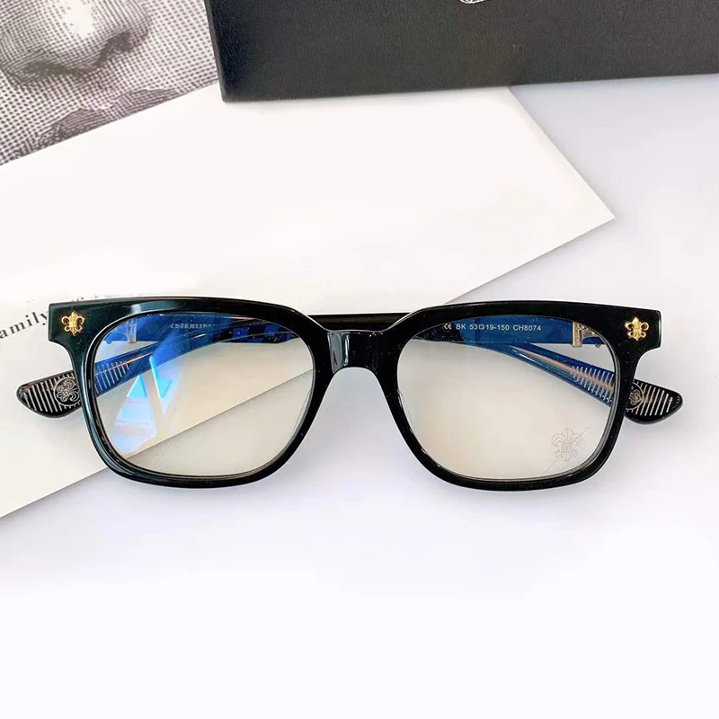 Black Trendy Acetate Square Frame Glasses for Men and Women, Classic Fashion Eyeglass Frames, Leopard Print Retro Literary Style, Natural Look, Blue Light Blocking Glasses with Prescription Lenses