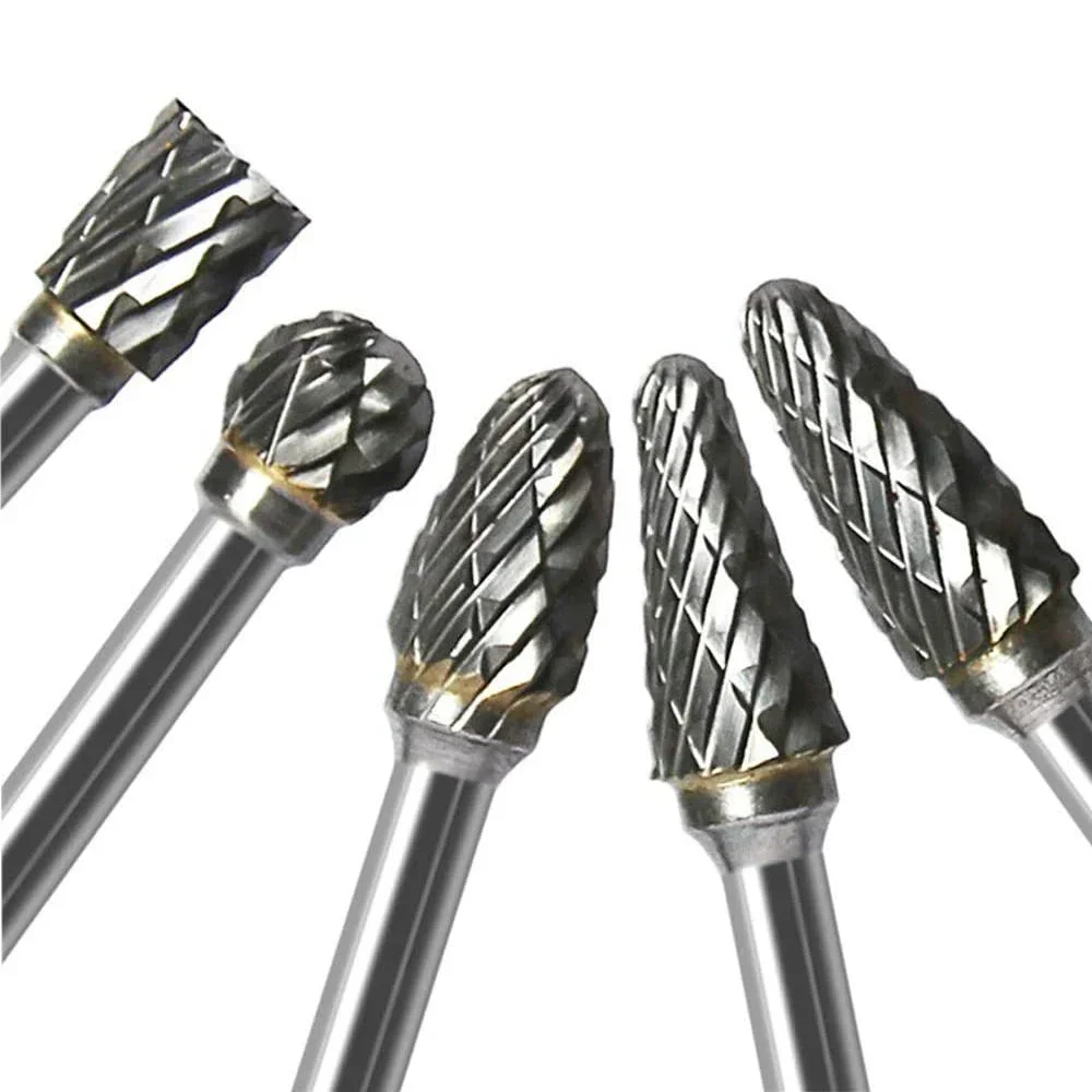 10pcs Hard Alloy Rotary File 3*6 Double Grain Tungsten Steel Grind Head Electric Grind Mold Woodwork Grinding File Tool Set