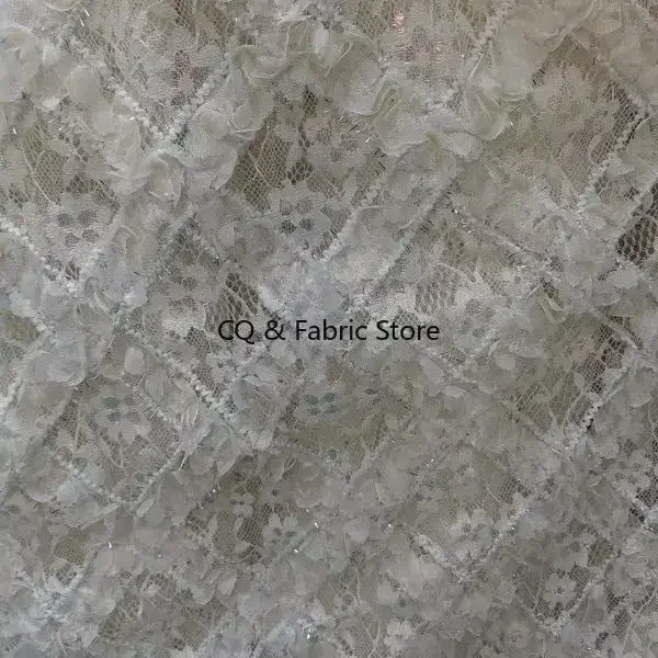 Lolita Lace Fabric for Kids Clothes Embroidery Fabric Plum Blossom Grid Crochet Net Lace Fabric
