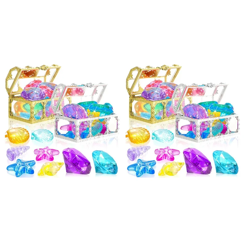 

DELAM-48Pcs Diving Gems Pool Large Oceans Gem Diamond Gems Pirate Treasure Chest Summer Underwater Swimming