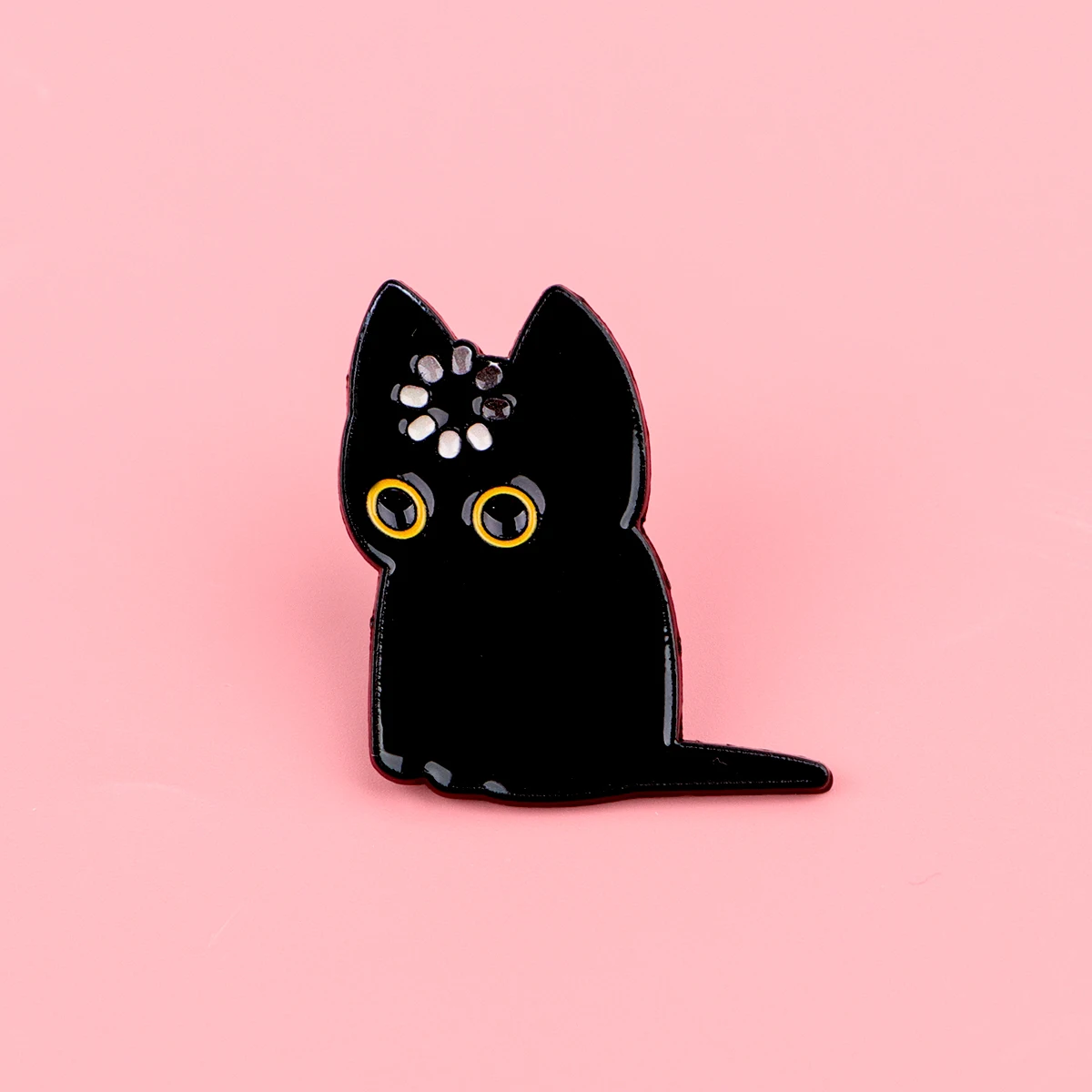 Niedliche schwarze Katze Emaille-Anstecknadel, digitales Download-Icon, Haustier-Broschen, Metall-Halsbandnadeln, Schmuckgeschenk für Freunde – Detail 4