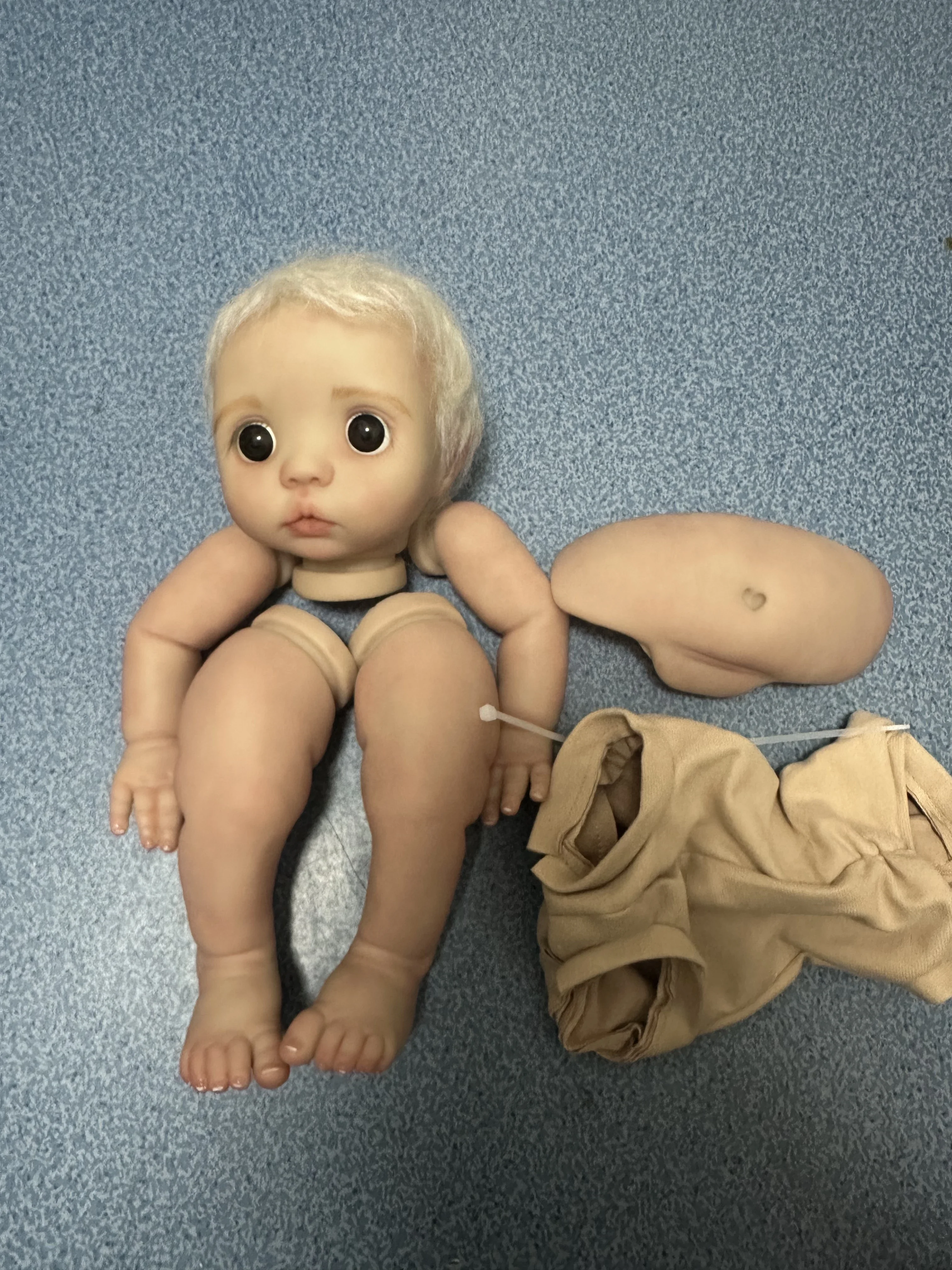 Customized Limited Supply 16inch Reborn Baby Peeka With Hand-Rooted Mohair Painted Kit with painted belly