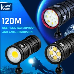 Professional Underwater Lamp 4*120*120 36Core Photography Light High Lumens Diving Flashlight 120m Waterproof Video Camera torch