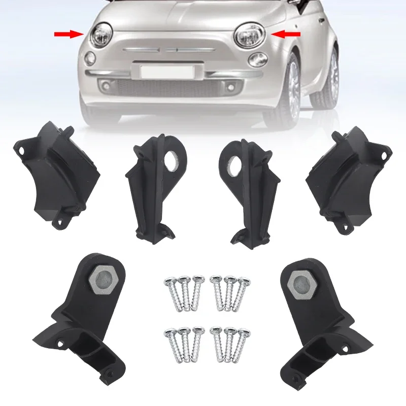 Front Left Right Headlight Bracket Repair Kit for Fiat 500 Abarth 2007 2008 2009 2010 2011 2012 2013 2014 2015 51816681 51816682