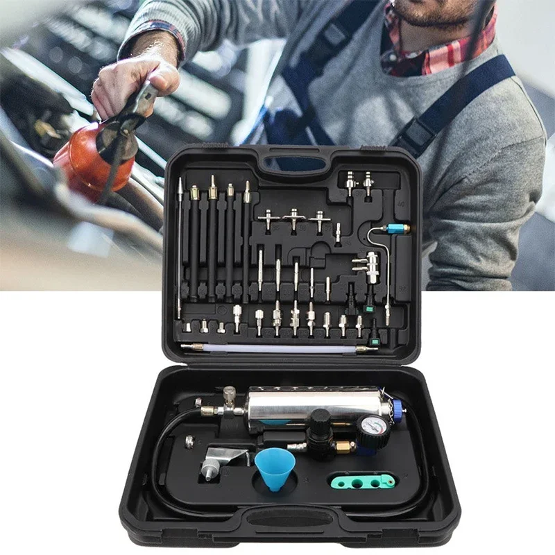 Fuel System Cleaner Kit Non-dismantle Portable Injector Clean Set with Multifunctional Valve for Petrol Cars Light Truck