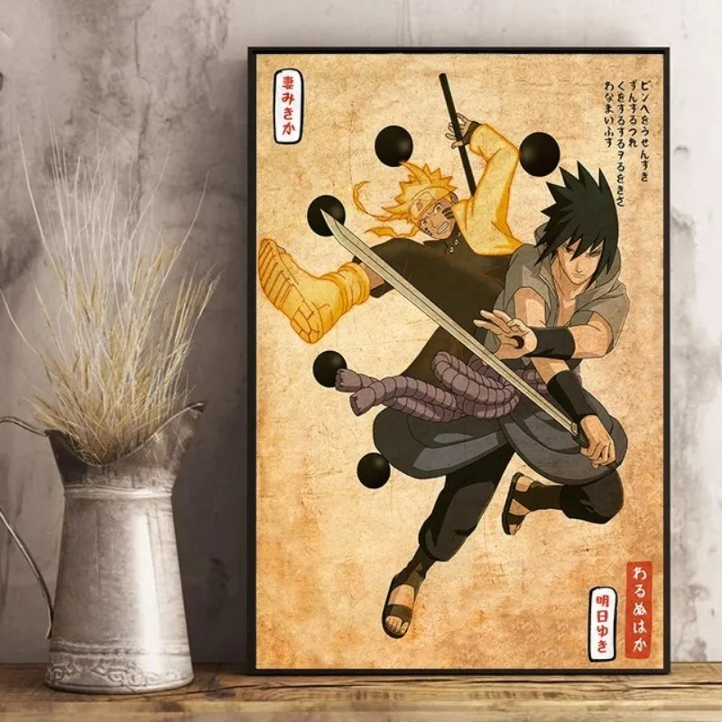 일본 애니메이션 나루토 포스터 레트로 아트 프린트, 집 거실 벽 아트 장식 벽화, 캔버스 페인팅, 벽 장식 미학