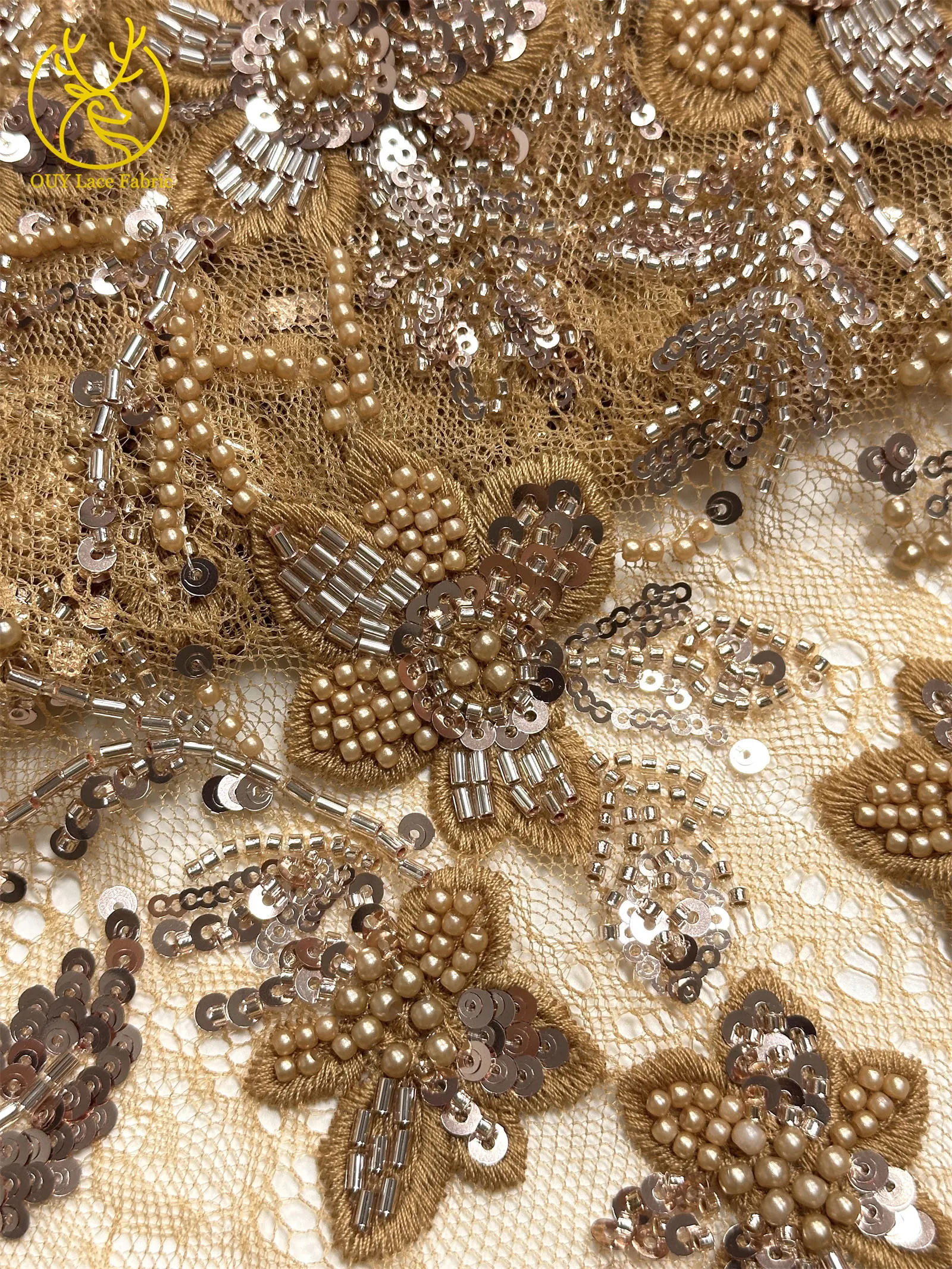 2026 Eleganter afrikanischer Perlen-Bräutigam-bestickter Spitzenstoff, 5 Yards, nigerianischer französischer Pailletten-Spitzenstoff zum Nähen von Hochzeitskleidern – Detail 20