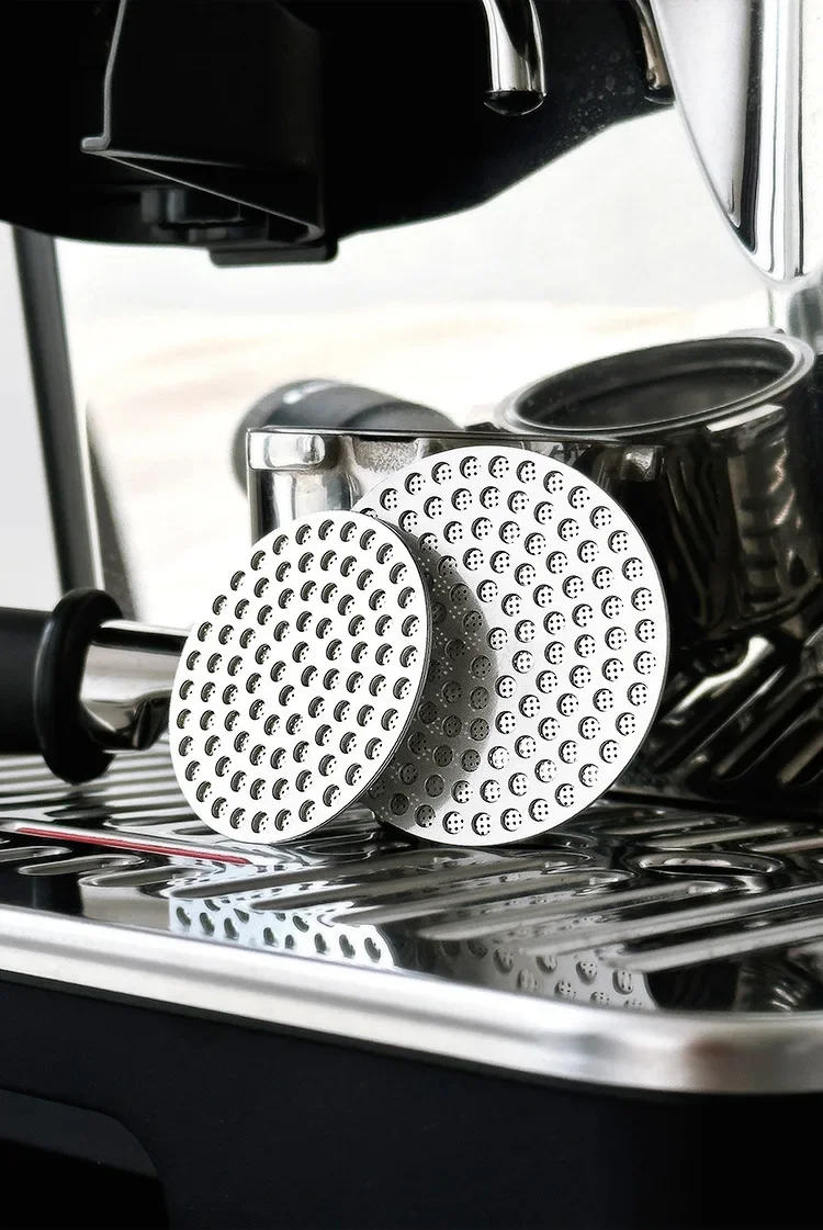 51/53/58mm Wiederverwendbarer Kaffee-Puck-Sieb aus 304 Edelstahl, Doppelschicht-Kaffeefilter, Feinmaschig, Professionelles Espresso-Zubehör – Detail 7