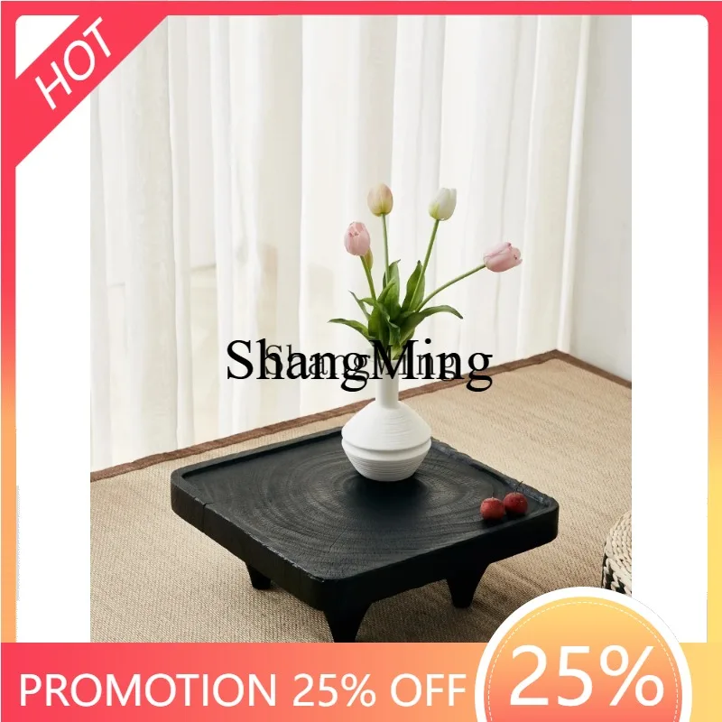 

CL log Xiaokangji B & B bedroom Zen black tea tray bay window retro small coffee table