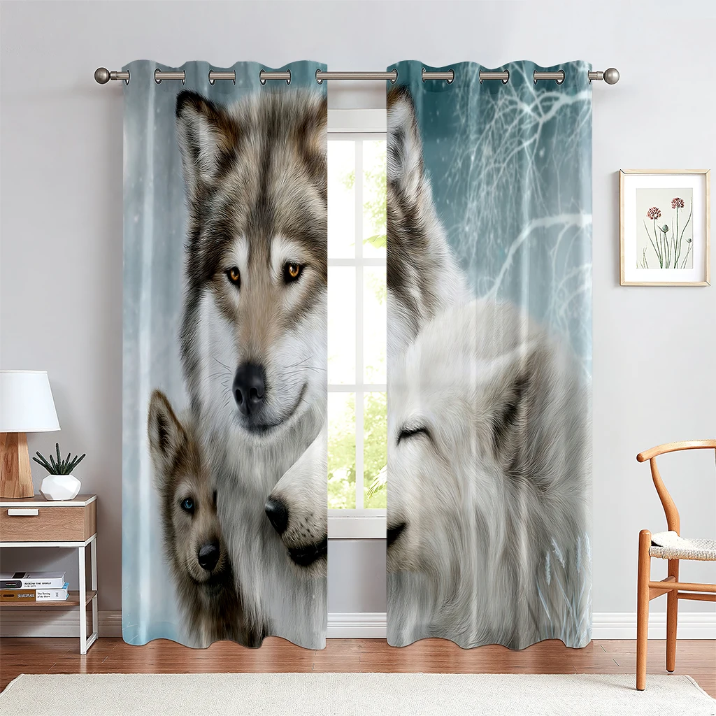 Animal Wolf 3d Printing Curtains Polyester Fiber Custom Curtains Suitable For Bedroom Study Living Room Kitchen Window Curtains