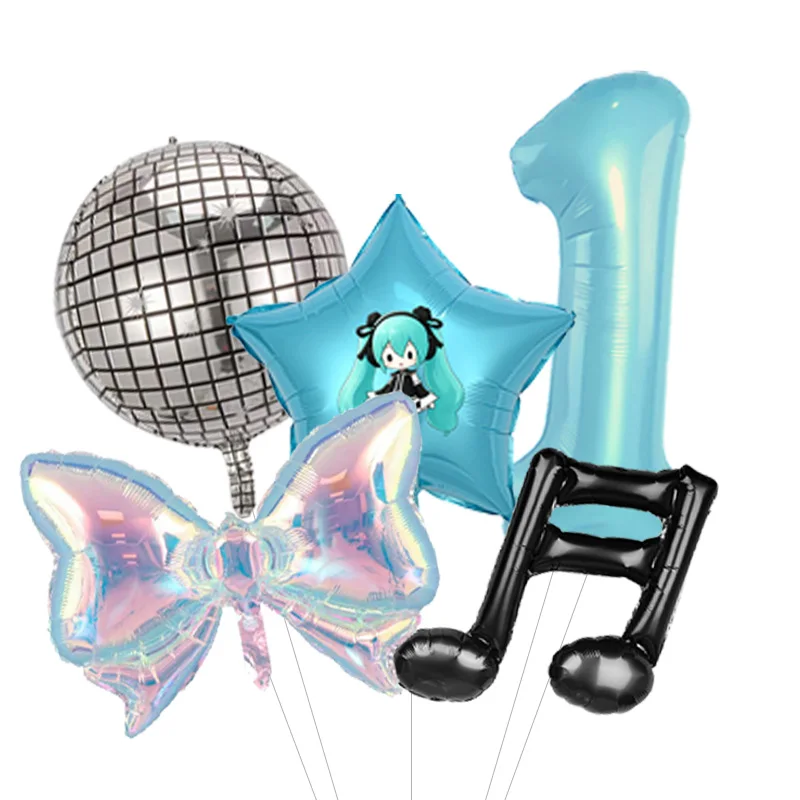 Hatsune Miku MEIKO KAITO Themed Balloon Bouquet Foil Mylar for Vocaloid Family Birthday Party Cake Table Decor