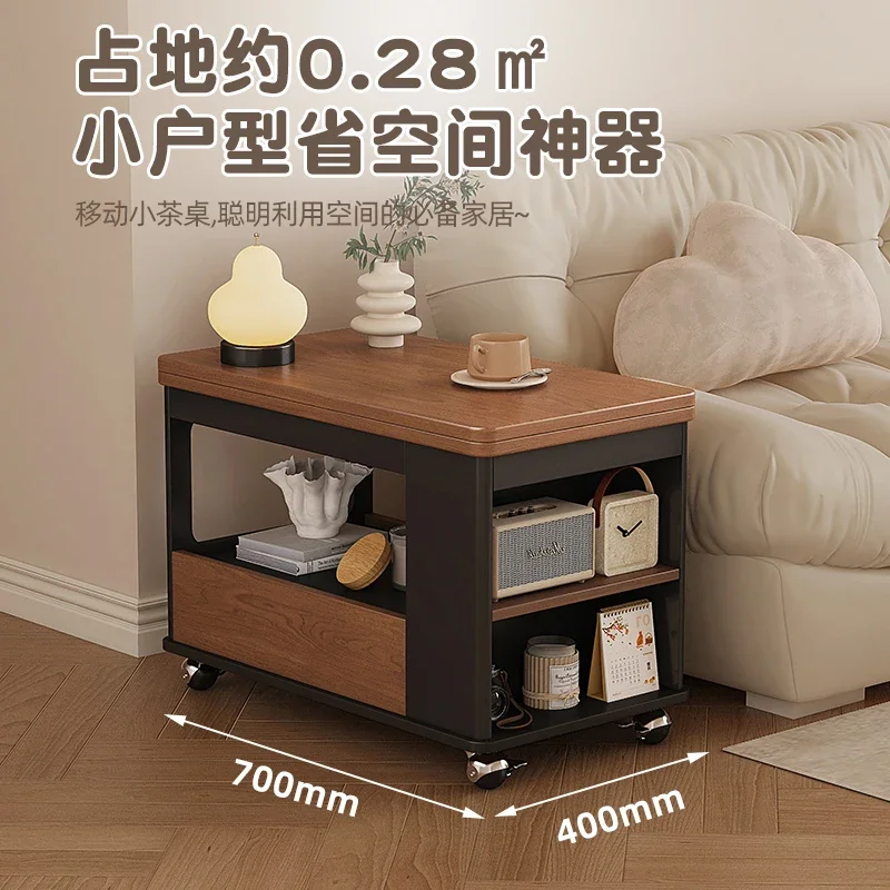 Living room sofa removable folding coffee table side table with wheeled trolley small apartment multi-functional tea table