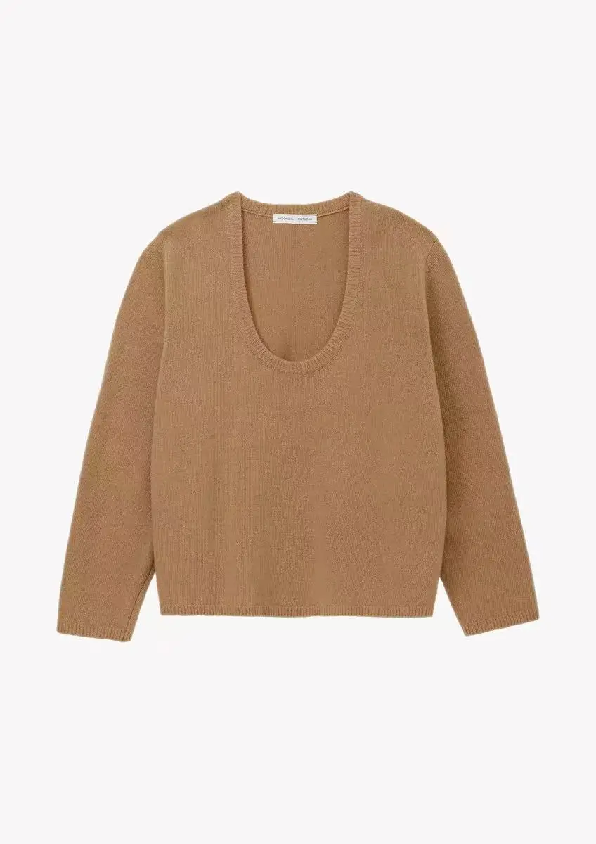 Moondal Pure Color Korean Style Simple Match Wool U-Neck Knitted Sweater Women's Autumn Winter New Arrival Warmth Feels
