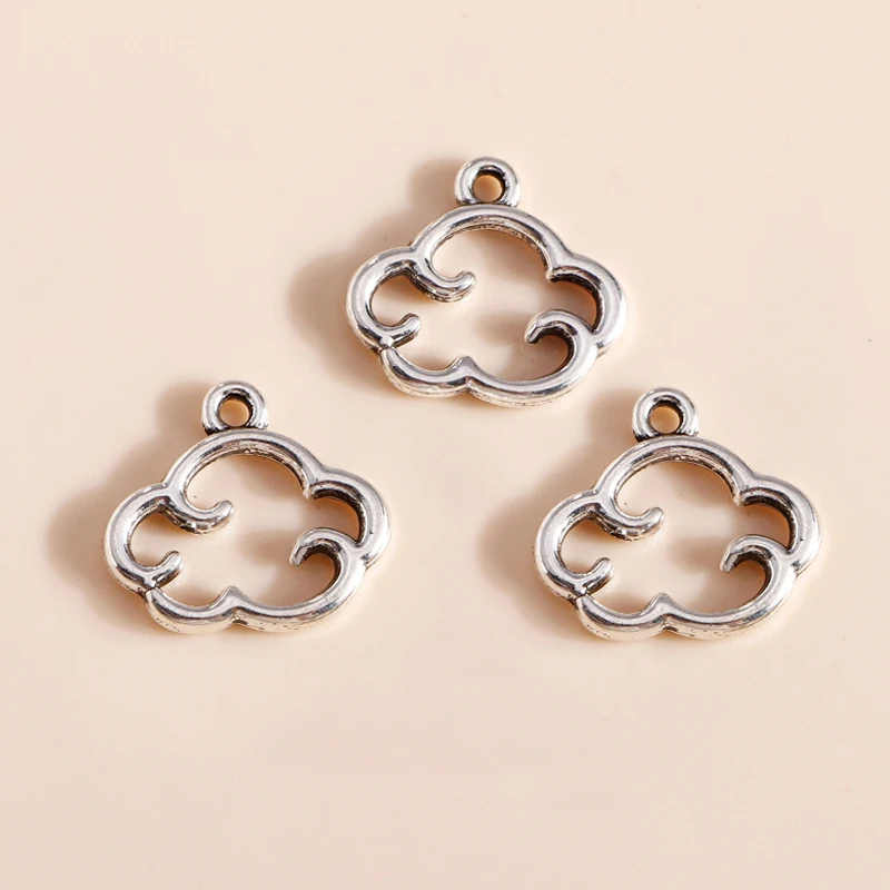 Leslie 30 Stück Charms 13x15mm Antik-Silberfarbene Schwebende Wolken-Anhänger für DIY Handgefertigte Schmuckherstellung Zubehör – Detail 6