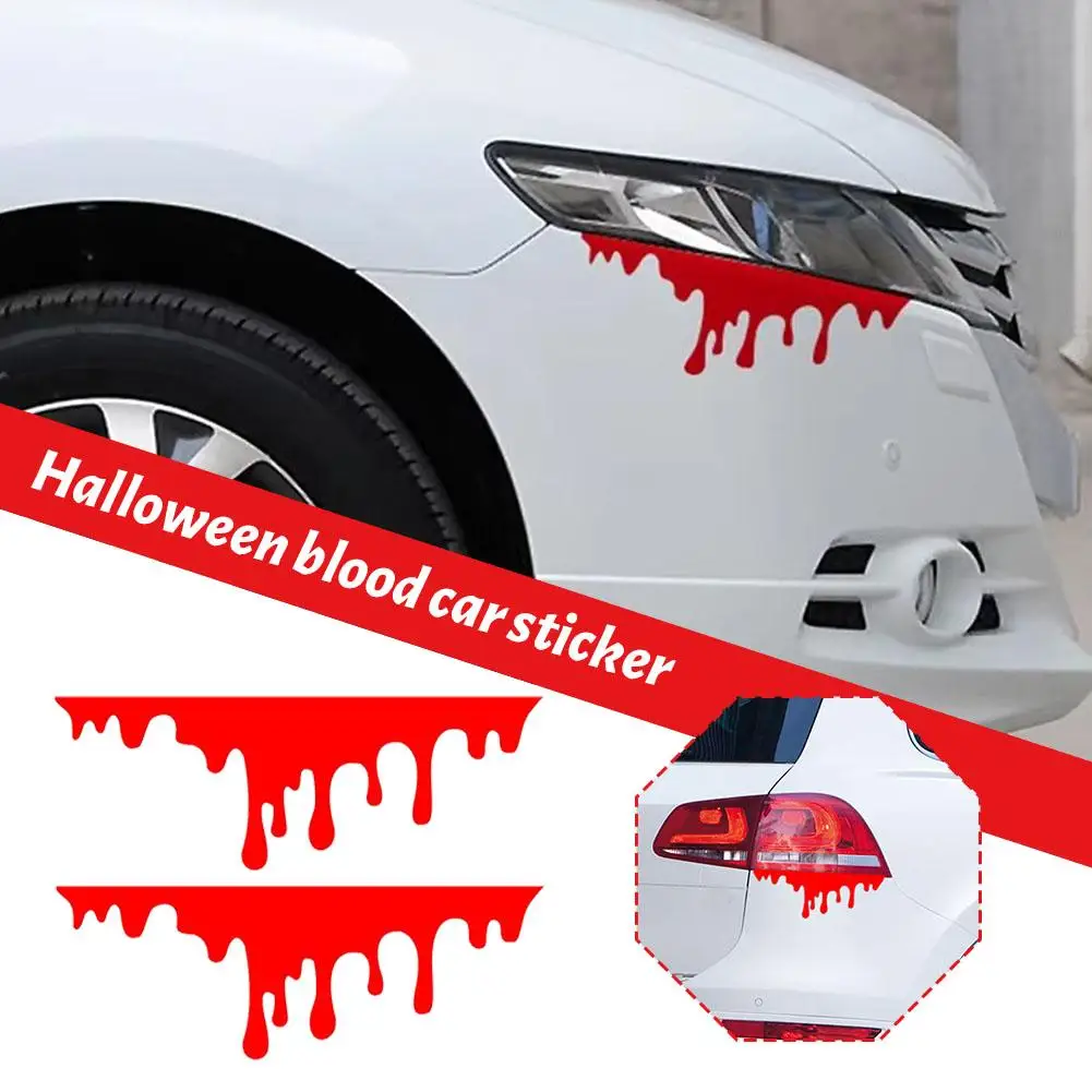 Red Blood Drips Stickers Auto Halloween Theme Styling Decorative Glass Sticker Waterproof Headlight Car Bumper14cm*5cm H2A8