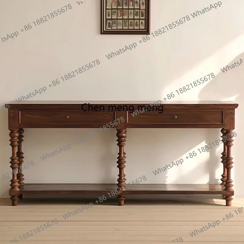 

American retro solid wood porch table storage decorative cabinet strip table display table side cabinet