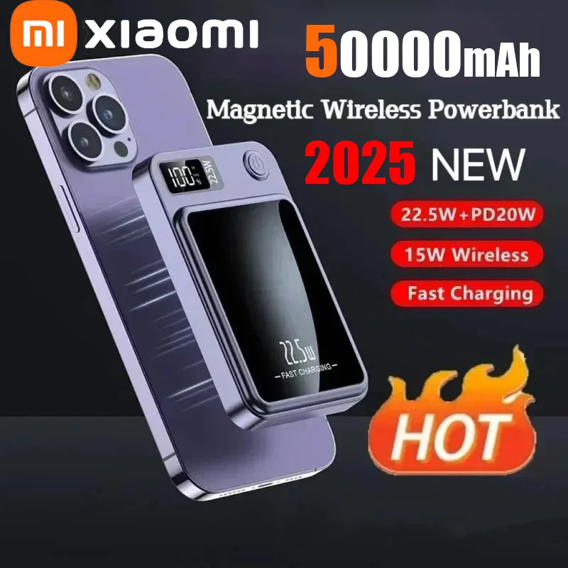 

Xiaomi 50000mah Magnetic Wireless Fast Charging Power Bank 22.5w Portable Type C Mini Power Bank For Iphone Samsung Xiaomi