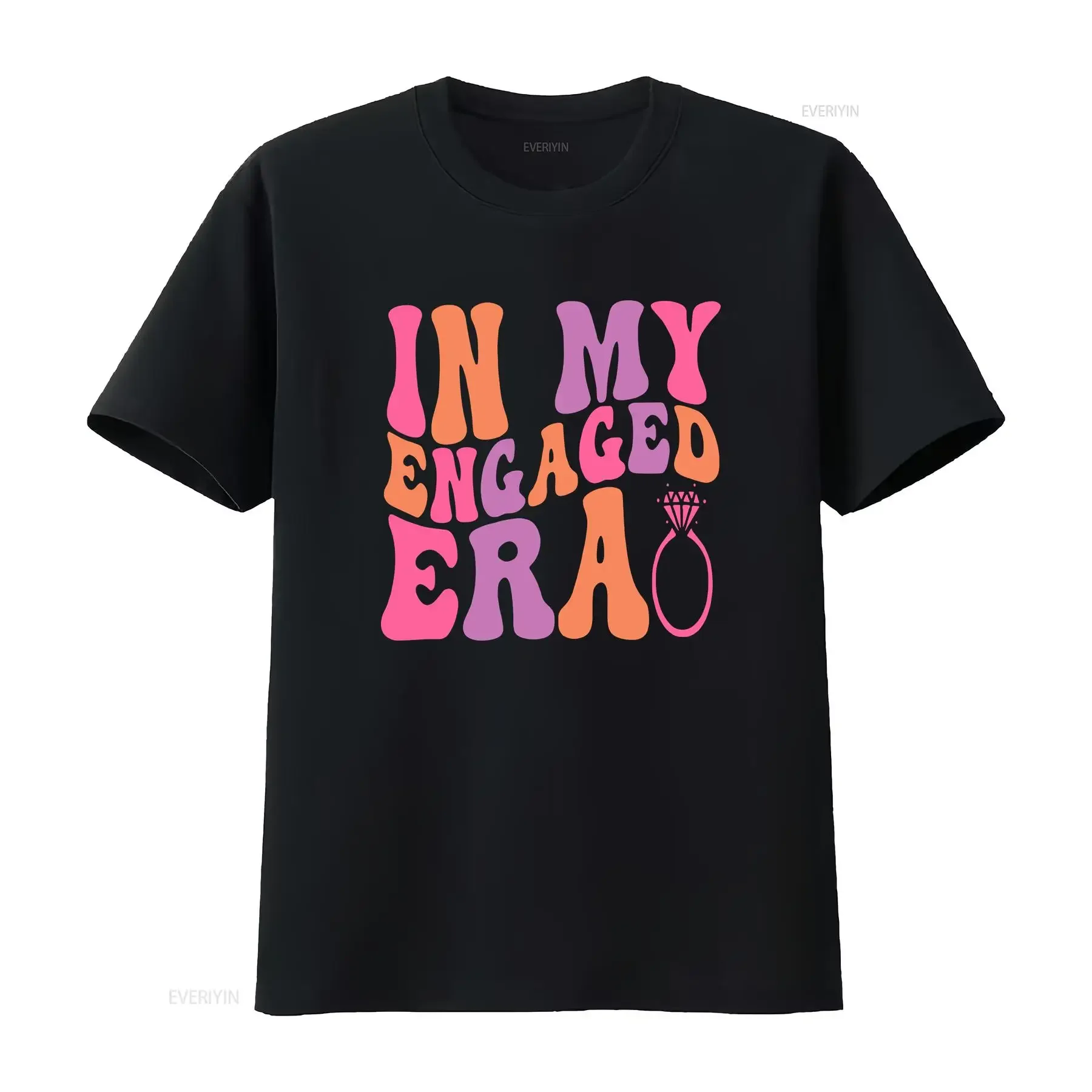 Women Bride T Shirt in My Engaged Engagement Fiance Groovy Bachelorette Bridal Shower Tops vintage Washed Stylish Soft Unisex