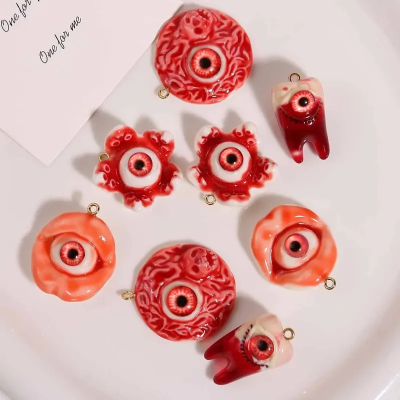 3D Unique Fun Exquisite Charm Bloody Eye Acrylic Halloween Earrings Women's Teeth Eye Pendant Party Accessories