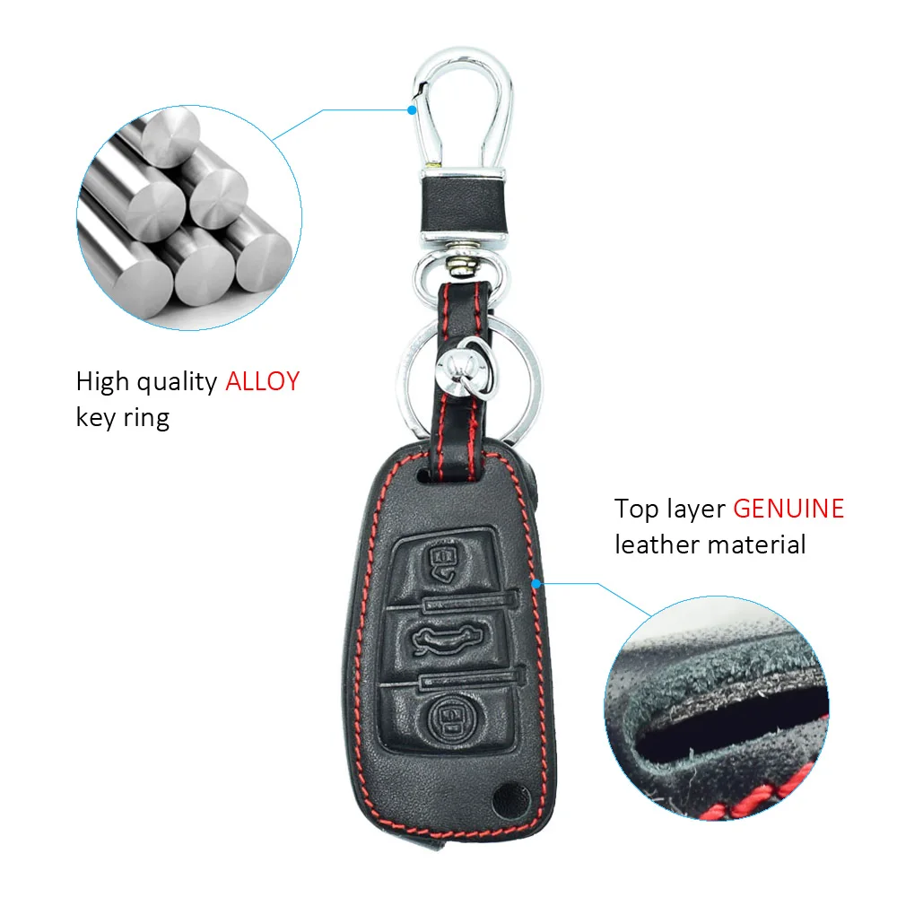 Leder Auto Schlüssel Abdeckung Tasche Für Audi A1 A2 A3 A4 A5 A6 A7 A8 Q2 Q3 Q5 Q6 Q7 Q8 S1 S3 S4 S5 S7 Fernbedienung Fobs Shell Fällen Zubehör – Detail 3