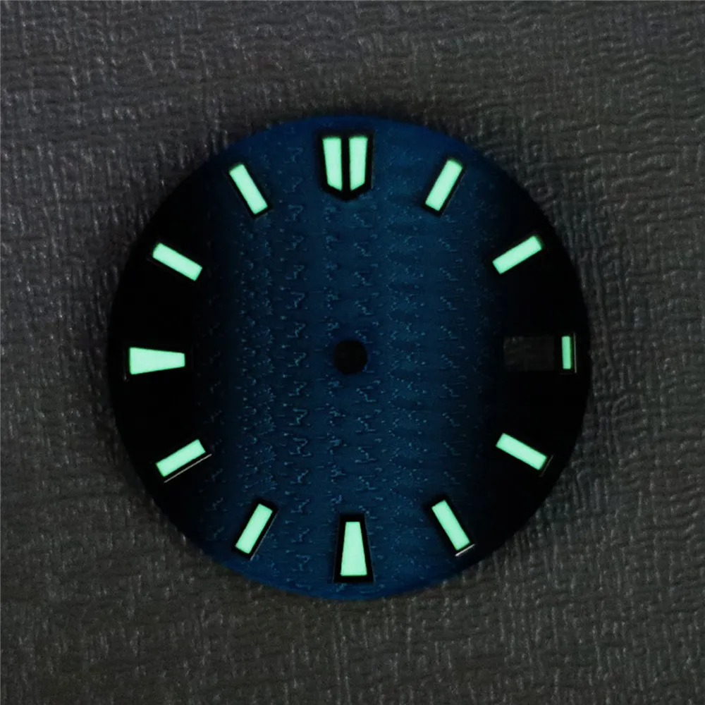 28.5mm Gradient Black Blue Watch Dial for NH35 NH36 Movement Green Luminous Dial for Diving Watch Face