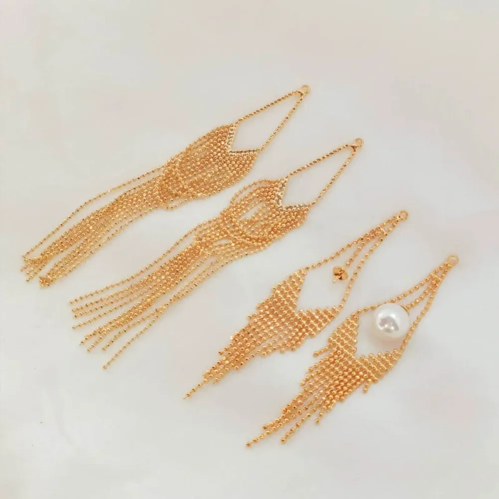 

14K Gold-plated Bead Chains Tassels Pendants Earrings Hanging Stands Hand-made DIY Material Accessories Stuck with Pearls