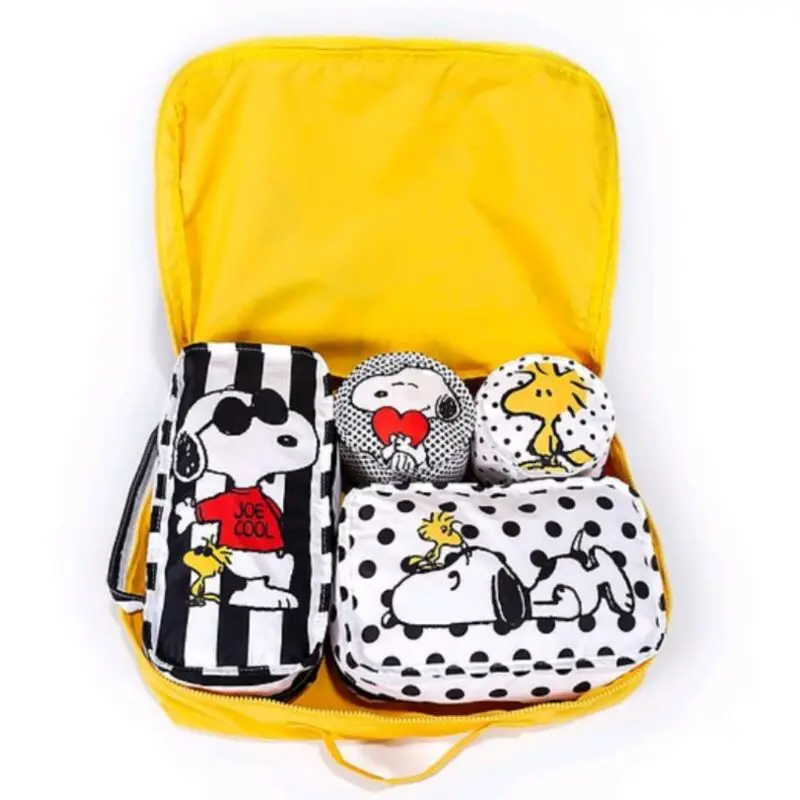 New Anime Snoopy Cute Cartoon Travel Storage Bag 4-Piece Set For Portable Suitcase Clothes Organizer Bag Storage Pocket Gift