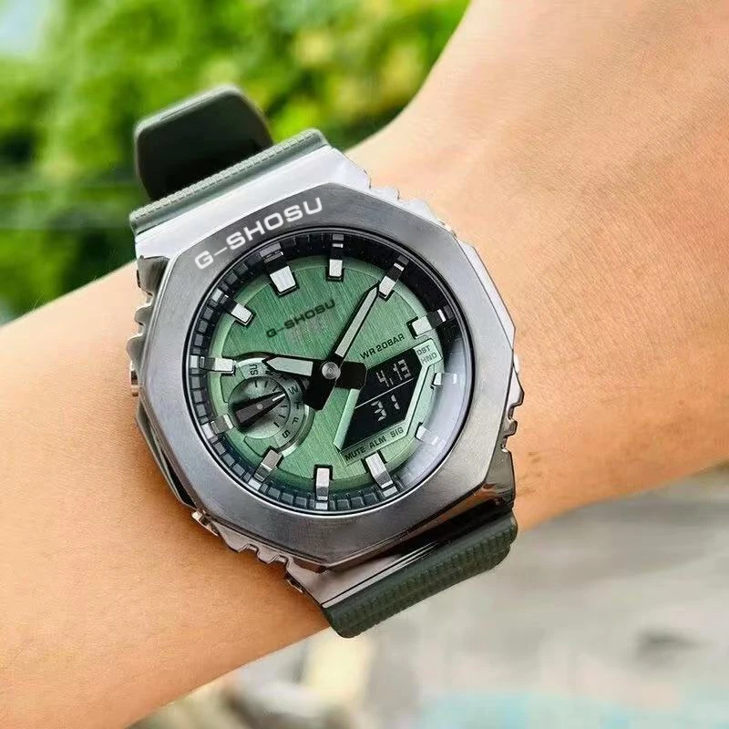 

Цифровые спортивные электронные часы унисекс GM Alloy с большим циферблатом, полнофункциональные, с двойным LED-дисплеем, серия World Time