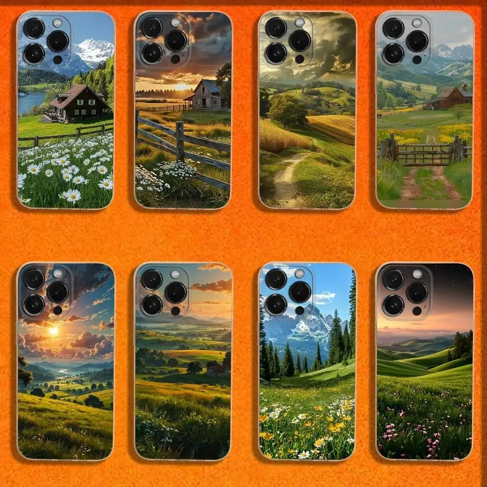 

Rural Scenery Phone Case For iPhone 16,15,14,13,12,11 Plus,Pro,Max,XR,XS,Plus,E,Mini Transparent Soft Cover