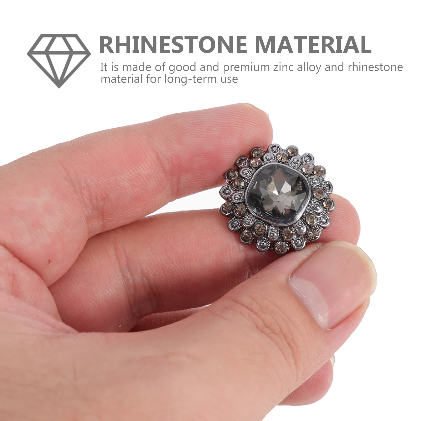 

5Pcs Zinc Alloy Rhinestone Buttons Crystal Coat DIY Buttons Sewing Replacement Decorative Button Accessories for Hats Belts