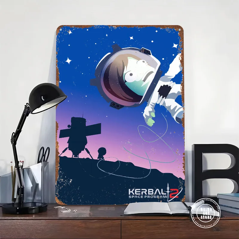Kerbal Space Program 2 Astronaut Floating 3D Texture Metal Poster Customized Wall Art Tin Sign Gift for Mancave Room Ornaments