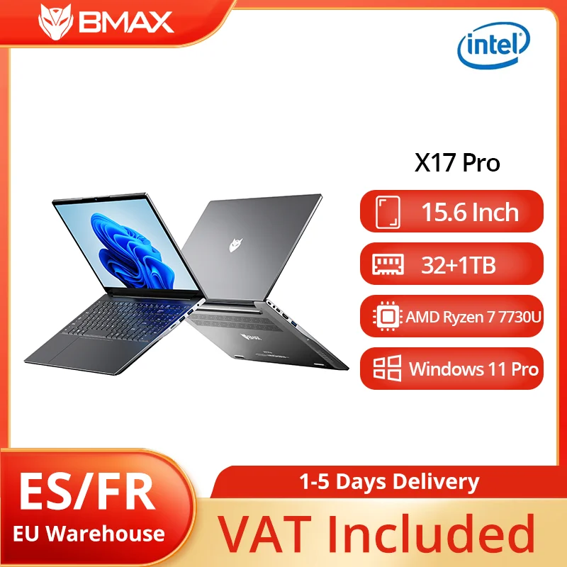 BMAX 15,6" X17 Pro 32 GB RAM 1 TB SSD AMD Ryzen 7 7730U CPU Windows 11 Notebook 1920*1080 Bluetooth Wifi Typ-C PC Laptop