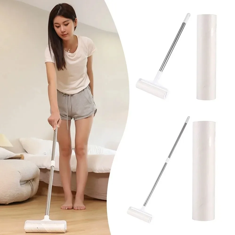 Tearable Long Handle Lint Roller Brush Telescopic 19/24cm Pet Hair Remover Roller Retractable Dust Hair Roller Stick