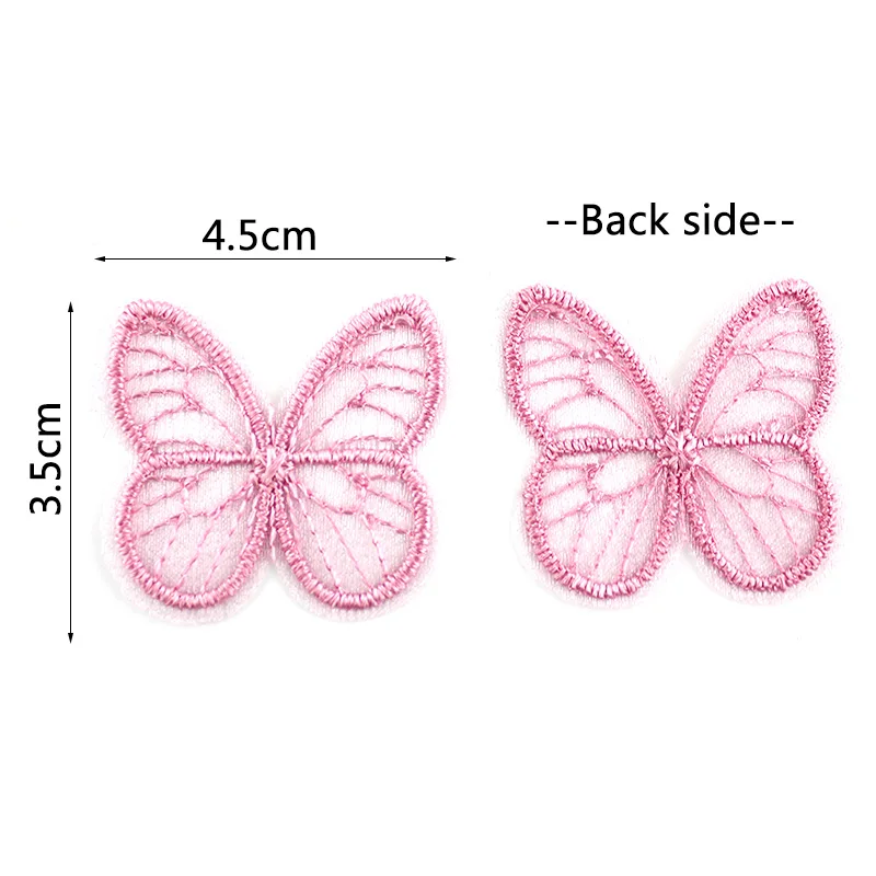 48Pcs 3.5*4.5cm Embroidered Mesh Butterfly For DIY Headwear Hairpin Decor Clothes Hat Shoes Patches Accessories