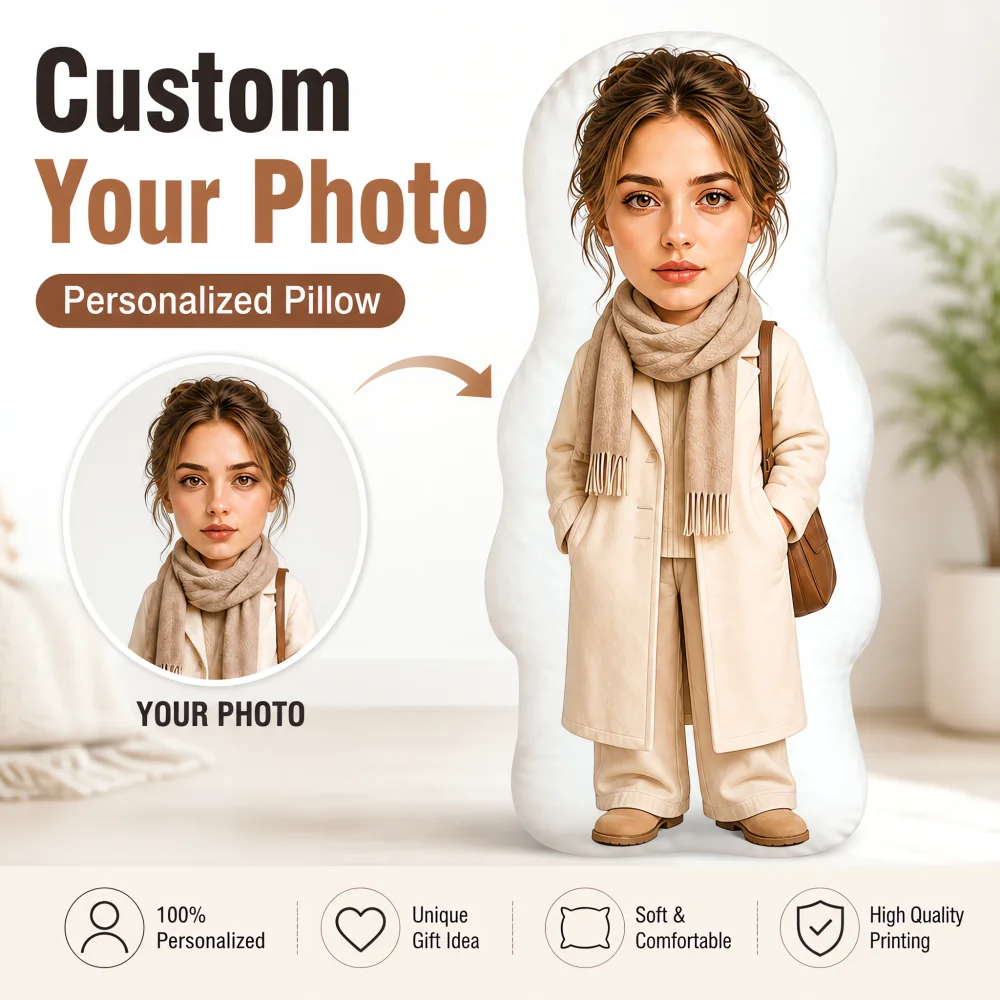 DIY Custom Trendy Pillows, Custom Photo-Shaped Pillows, Upload Your Image, Suitable for Couples, Lovers, Girlfriends, New Year, Birthday, Christmas Gifts