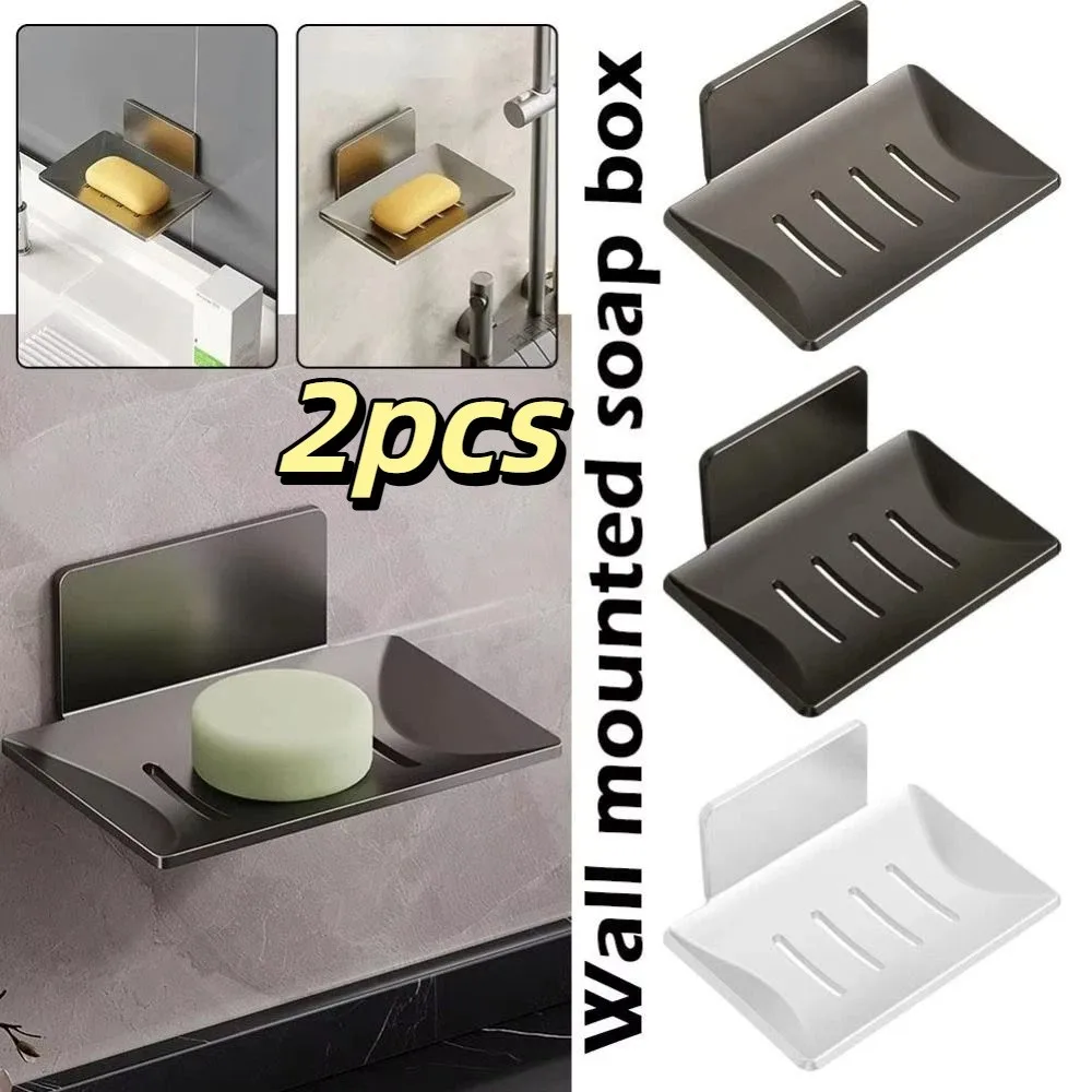

Space Aluminum Soap Dish Holder Single Layer Wall Mounted Heavy Duty Soap Tray Non-punched Easy To Install Shower Soap Saver