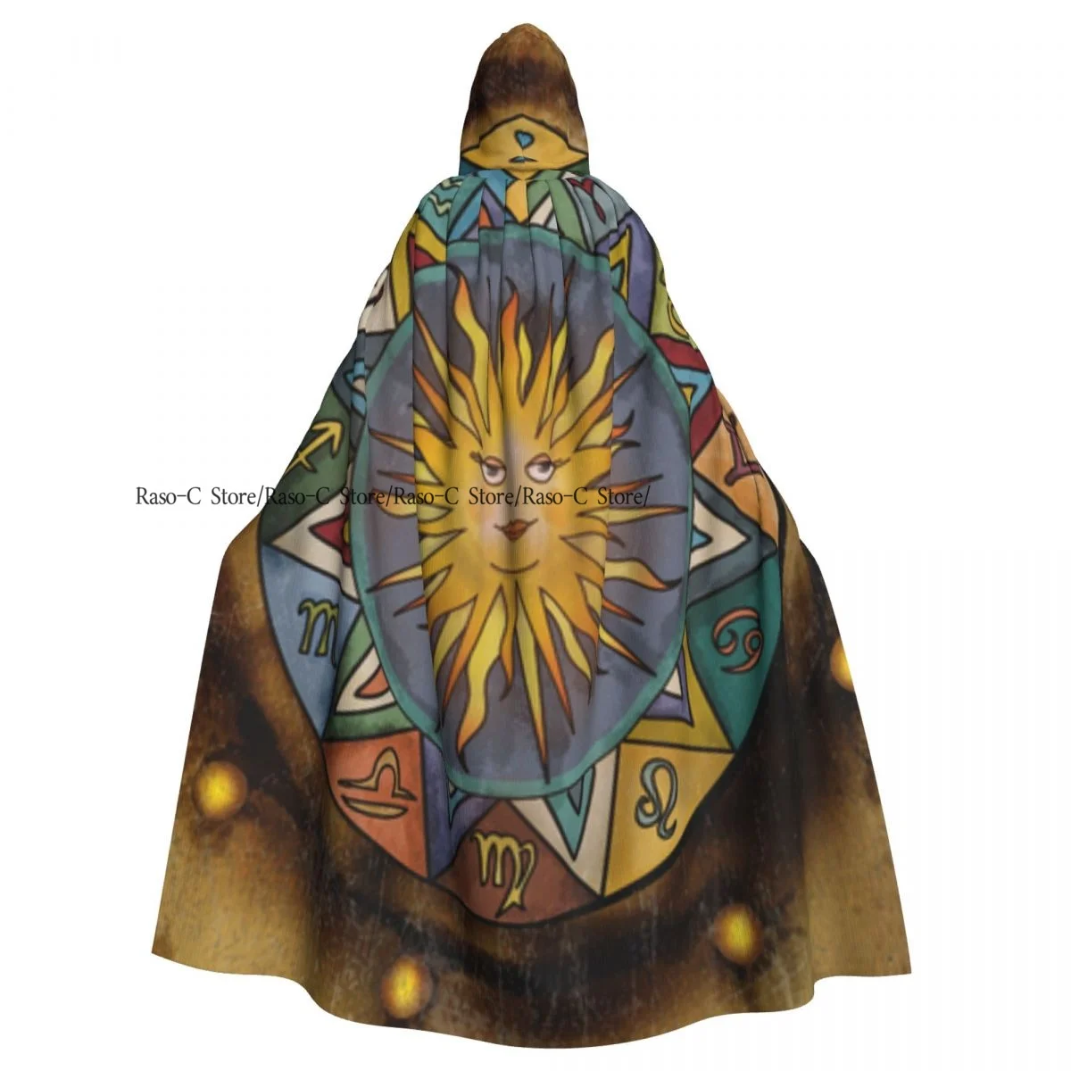 Long Cape Cloak Vintage Zodiac Signs Hooded Cloak Coat Autumn Hoodies