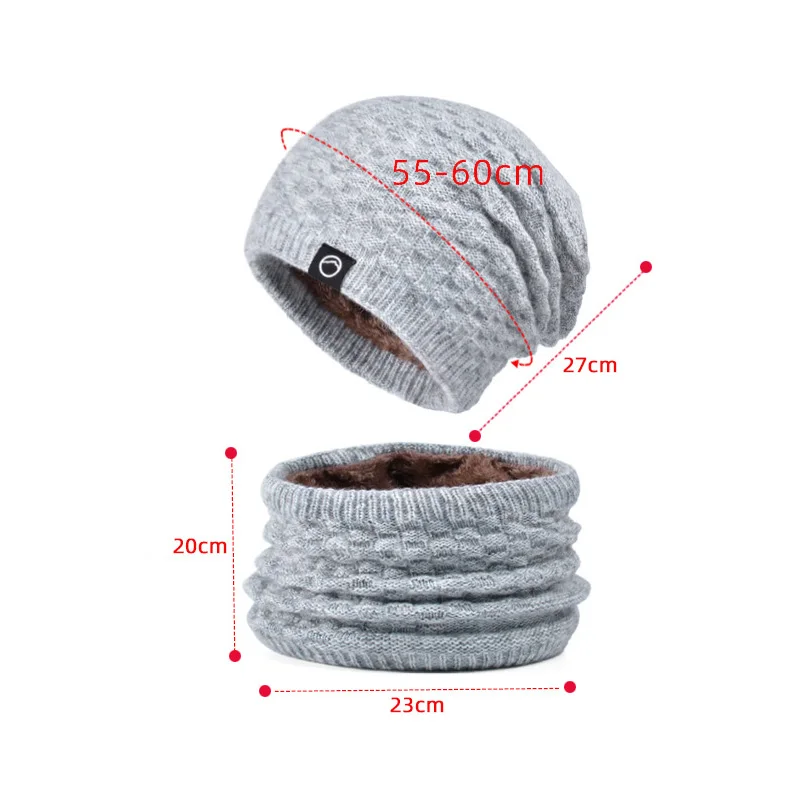 Winter Hat Scarf Set for Women Plush Thicken Knitted Beanies Windproof Warm Woolen Ear Protection Hats Outdoor Sports Skiing Cap