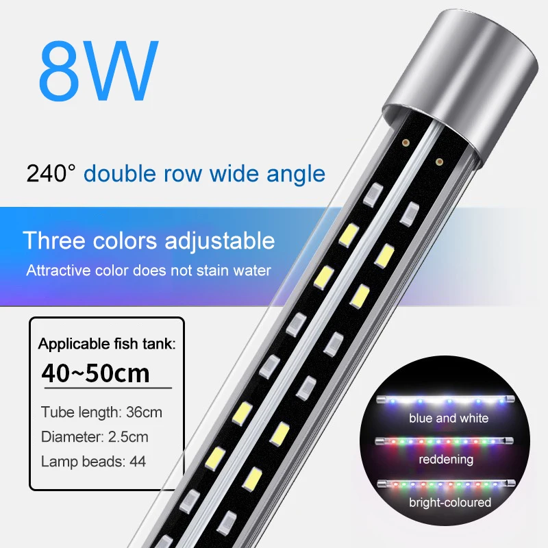 Aquarium Licht LED Groothoek Waterdichte Aquarium Lamp Dompelpompen Hoge Helderheid RGB Aquarium Decor Licht Plant Groeien 27-57cm