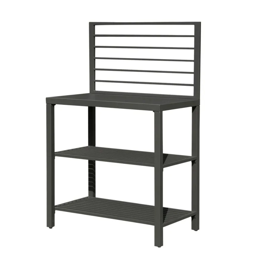 

Outdoor Kitchen Island with Storage Aluminum Kitchen Storage Island Kitchen Food Prep Table with Double Storage Rack Freestandi