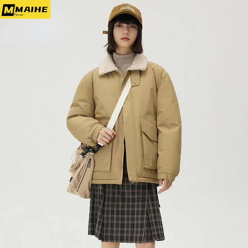 2023 Winter verdicken Jacke Männer Frauen Luxus koreanischen Stil Stehkragen gepolstert Parkas High Street lässig Vintage losen Taschen mantel