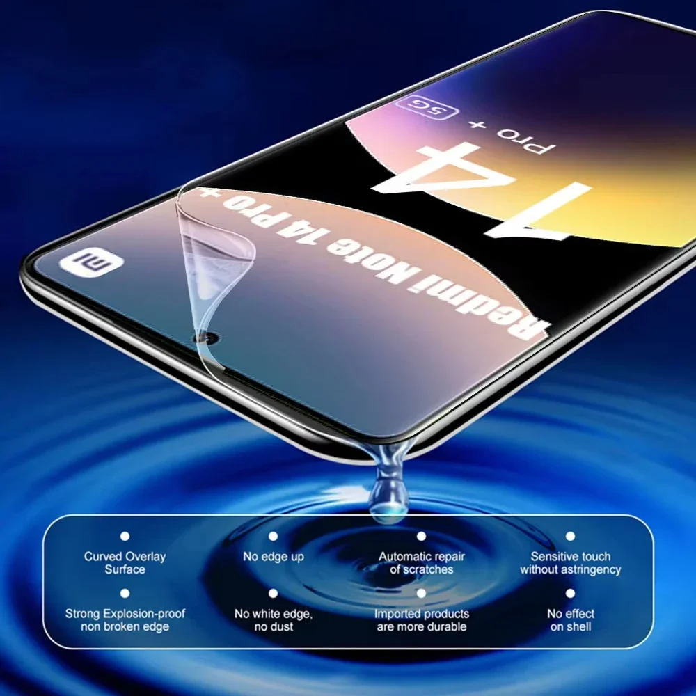 4 قطعة فيلم هيدروجيل ل Xiaomi Redmi نوت 14 برو زائد 13 12 11 11S 12S 10S 9T لينة حامي الشاشة ل Redmi نوت 14 5G 4G فيلم