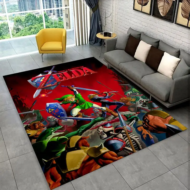 Classic Z-Zelda Cartoon Games Non-Slip Area Rug for Living Room,Bedroom,Playroom,Soft Carpet Floor Mat Home Decor Rug Kids Room