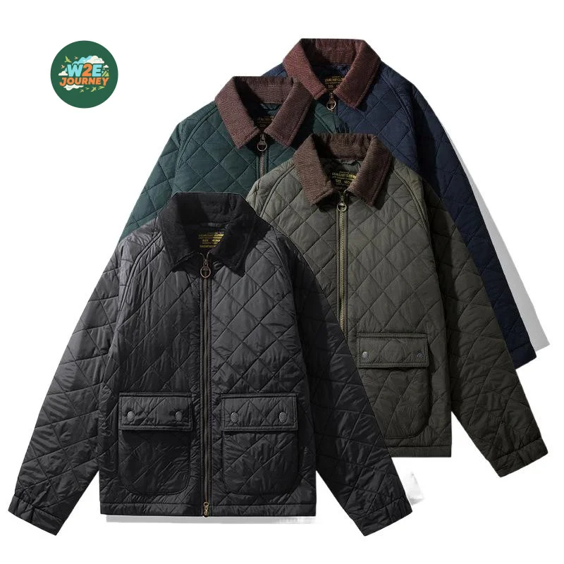 

W2EJOURNEY, размер ЕС, США, высокое качество, стеганая куртка с вельветовым воротником, пальто, мотоциклетная куртка с ромбовидным узором, хлопковая стеганая куртка