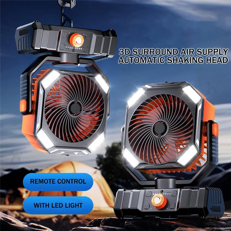 Picture 5: Outdoor Camping Fan 10000Mah Rechargeable High Capacity Long Lasting With Light For Fishing And Camping