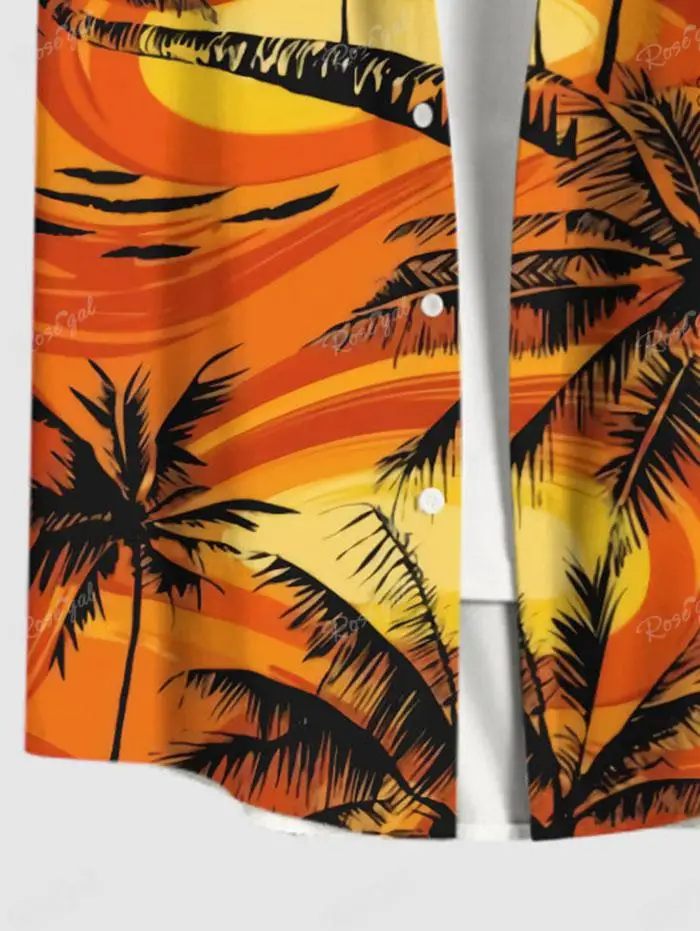 2024 Spring and Summer Dress and T-shirt Plus Size Matching Hawaii Beach Outfit For Couples Coconut Tree Painting Printed