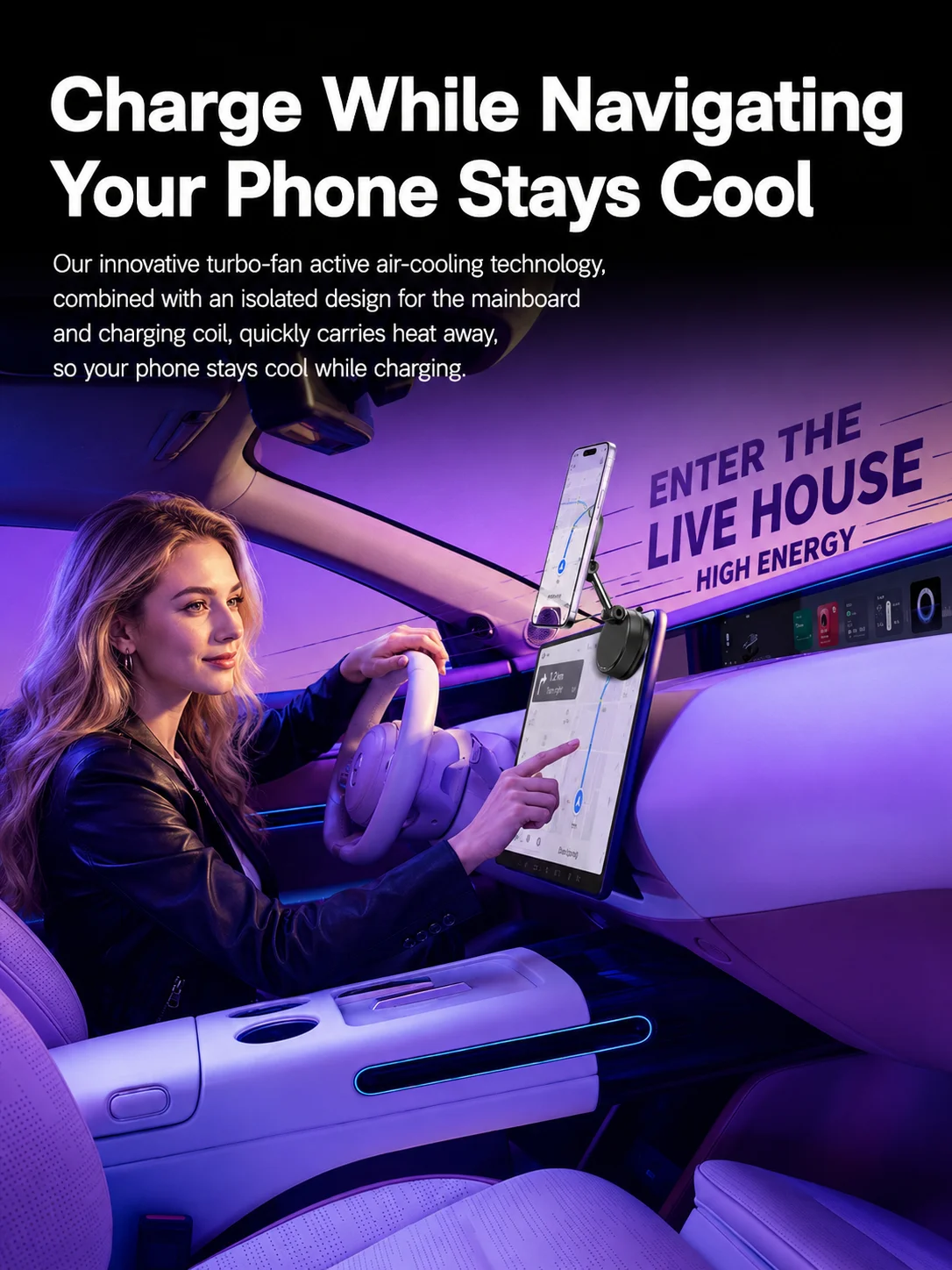 Qi2.2 Magnetisches Kabelloses Ladegerät Auto-Handyhalterung 25W Schnellladung mit Kühlventilator für iPhone 17 Pro Max 16 15 Huawei Ständer – Detail 10