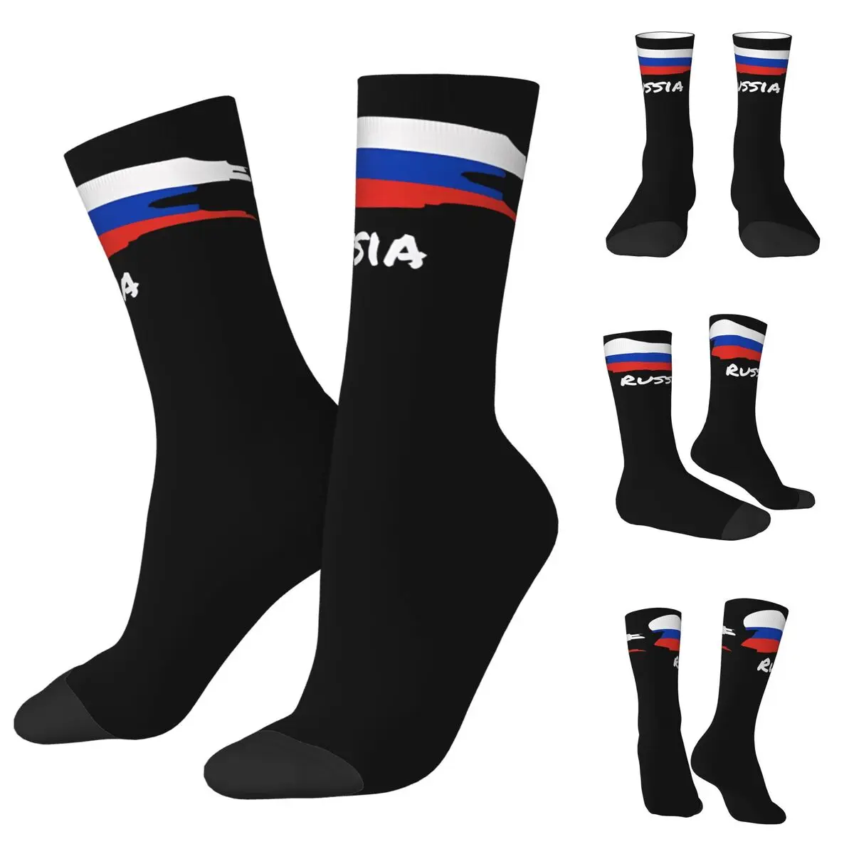 3D printing cosy Unisex Socks,Cycling Russian Emblem Russia Flag Interesting Four Seasons Sock