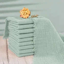 20pcs 32x32cm Handmade Gauze Cotton Napkins Reusable Tea Towel Wedding Party Christmas Table Decor Retro Burrs napkin Wholesale